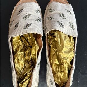 Coach Beige Embroidered Espadrilles Sz 7.5